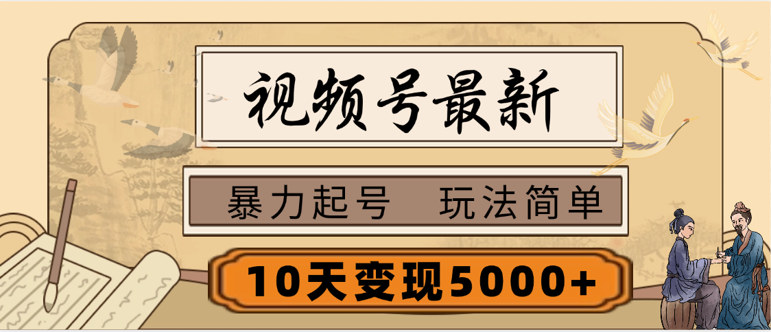 视频号最新，玩法很简单，3天暴力起号，单账号10天变现5000+