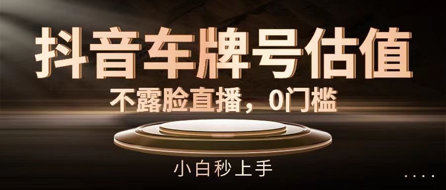 抖音车牌号估值,不露脸直播,0门槛,小白秒上手