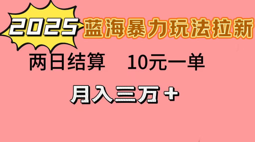 蓝海暴力拉新项目，10元一单，两日结算，月入3w➕