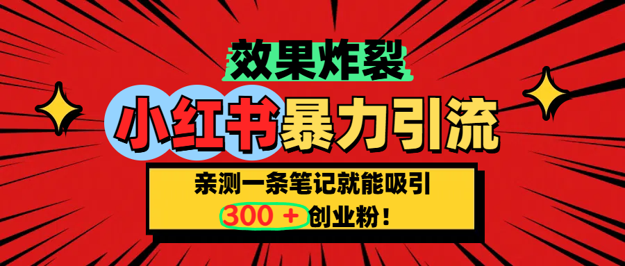 小红书炸裂玩法,亲测一条笔记就能吸引300+精准创业粉!
