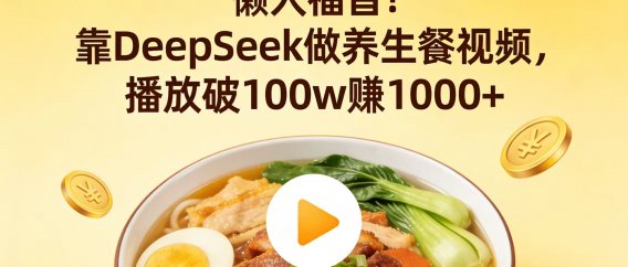 懒人福音!靠 DeepSeek 做养生餐视频,播放破 100w 赚 1000+