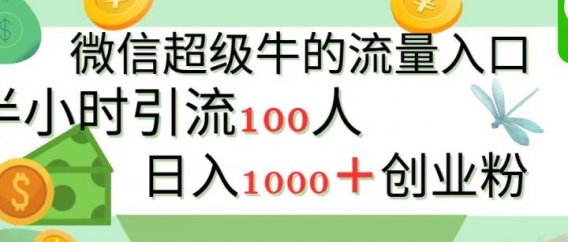 新的引流变现阵地,微信超级牛的流量入口,半小时引流100人,日入1000+创业粉