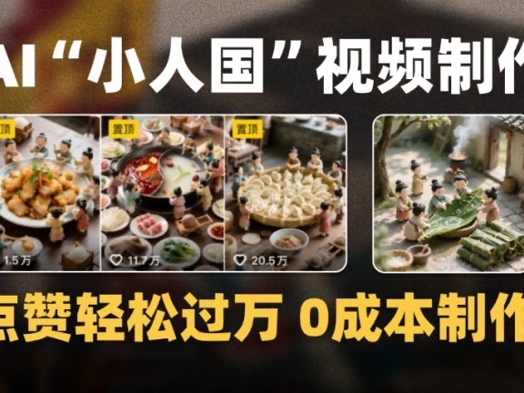 爆款1000W+微缩景观迷你小人国AI视频,0成本制作全流程教学