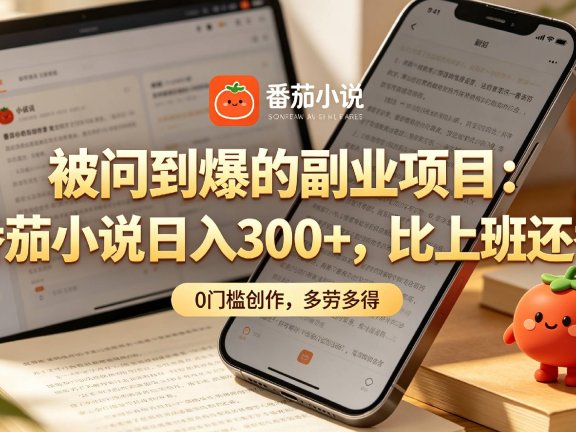 家人们!终于找到不用动脑子的副业了,番茄小说日入 300+